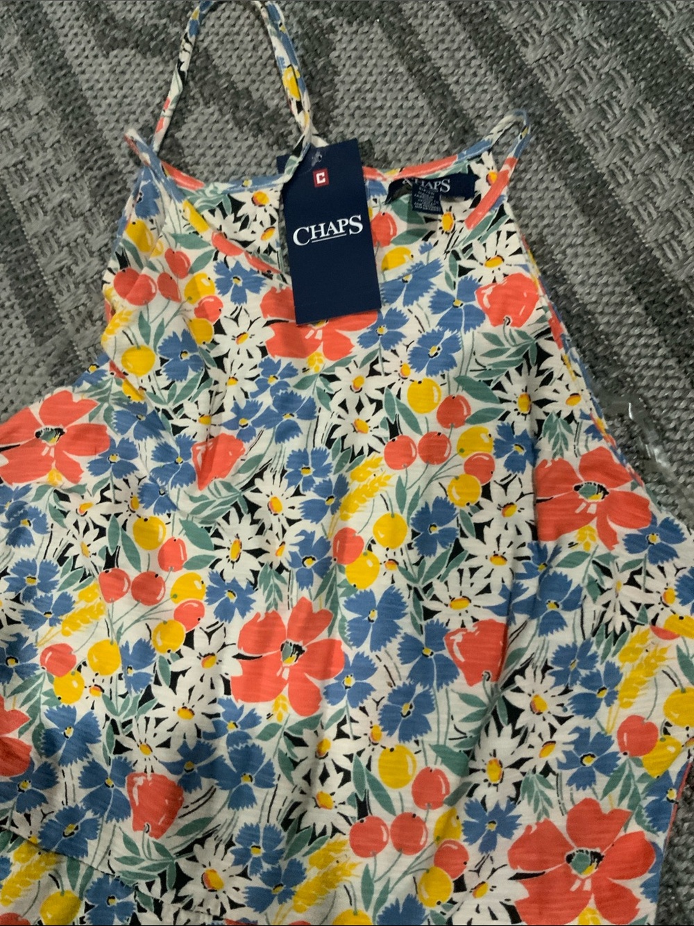 Chaps Floral Fit & Flare Midi Dress Multicolor Spaghetti Strap NWT - Picture 2 of 5